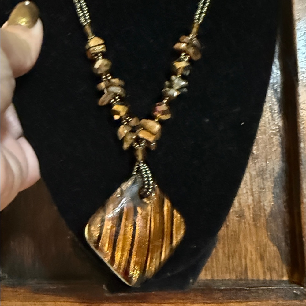 Glass and tigers eye necklace